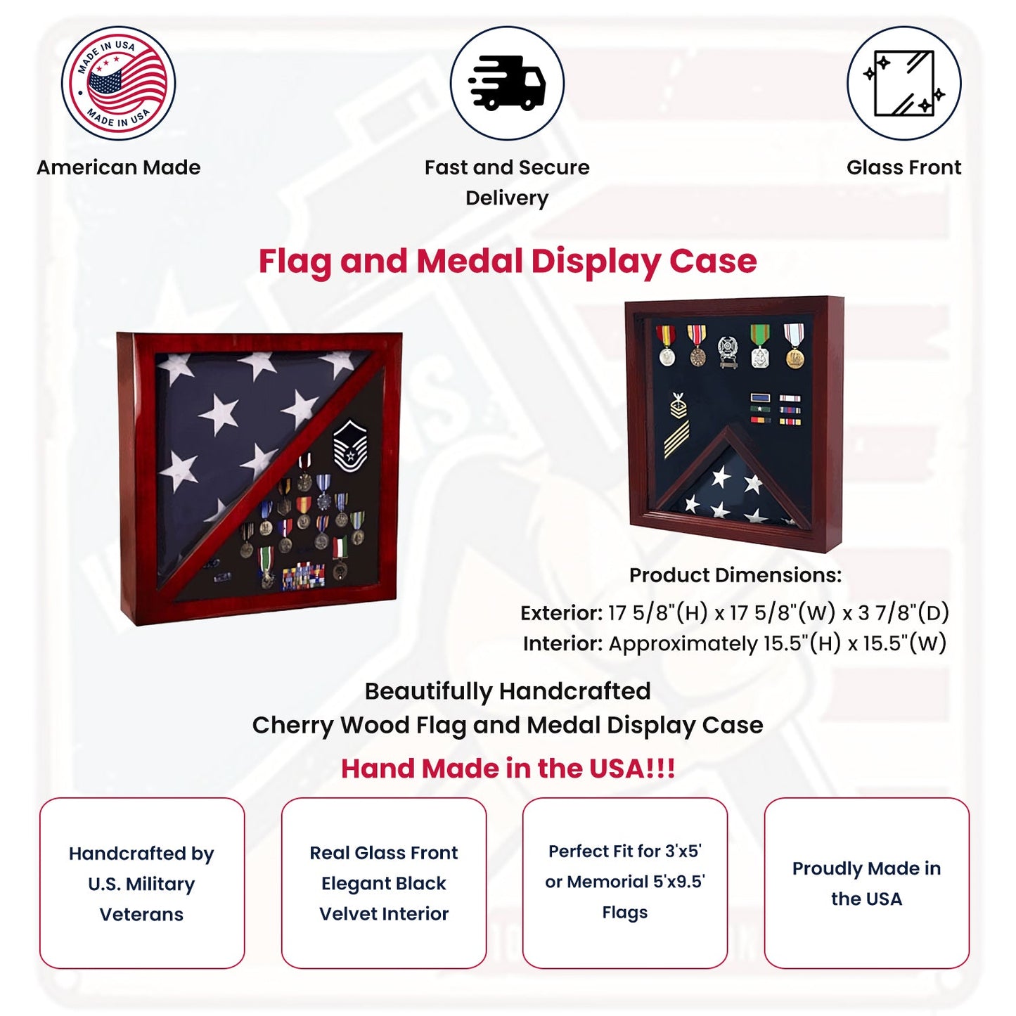 Flag And medal Display case, award and flag case