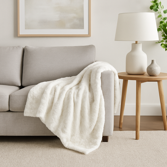 DaDa Bedding Luxury White Roses Fluffy Soft Sherpa Backside Faux Fur Throw Blanket (K11)