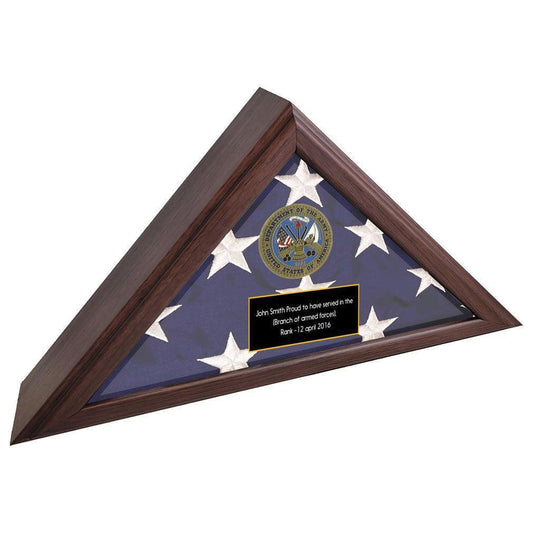 Flag Display Case Veterans with Personalized Plaque