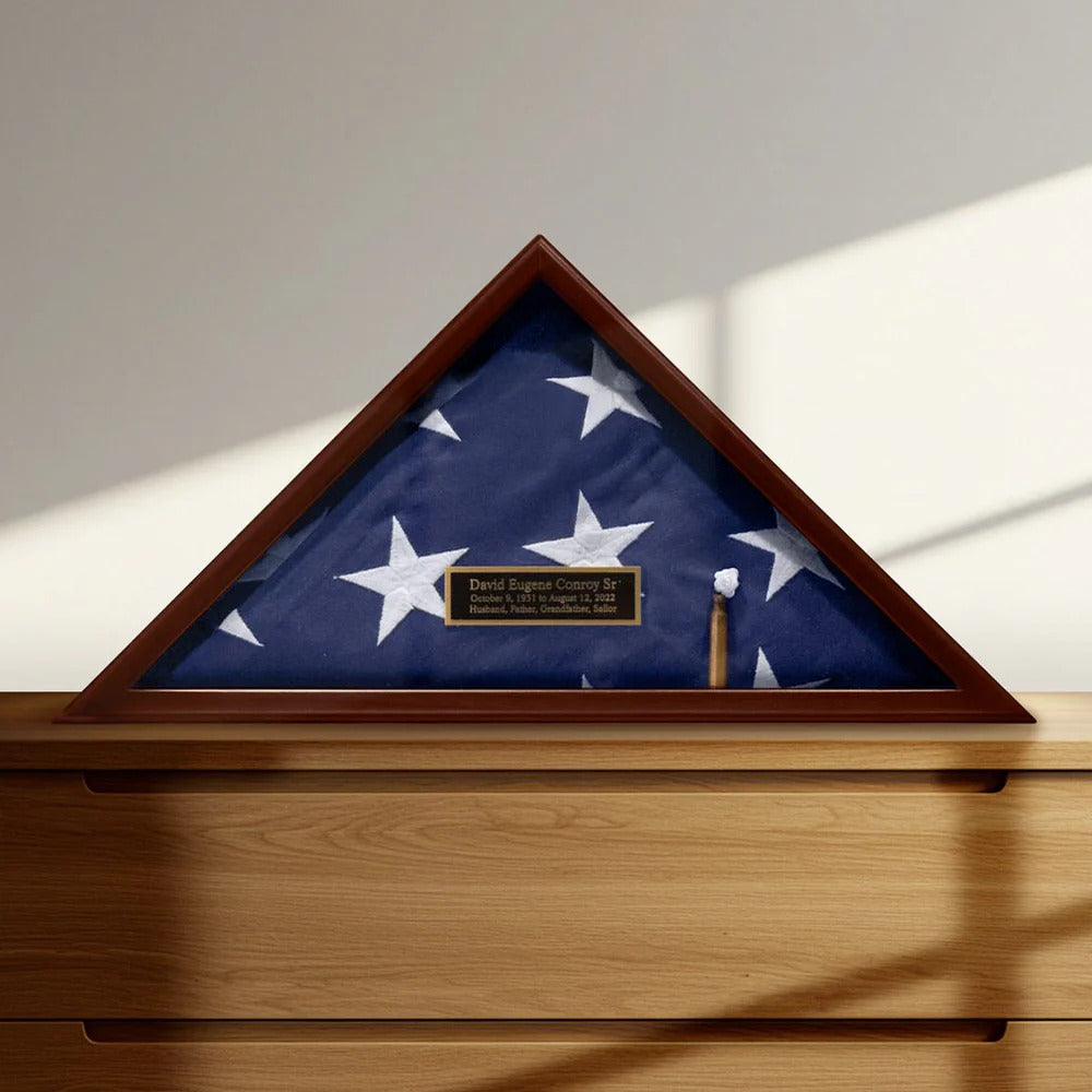 Personalized Memorial Military Flag Case - Solid Cherry Hardwood Made in USA