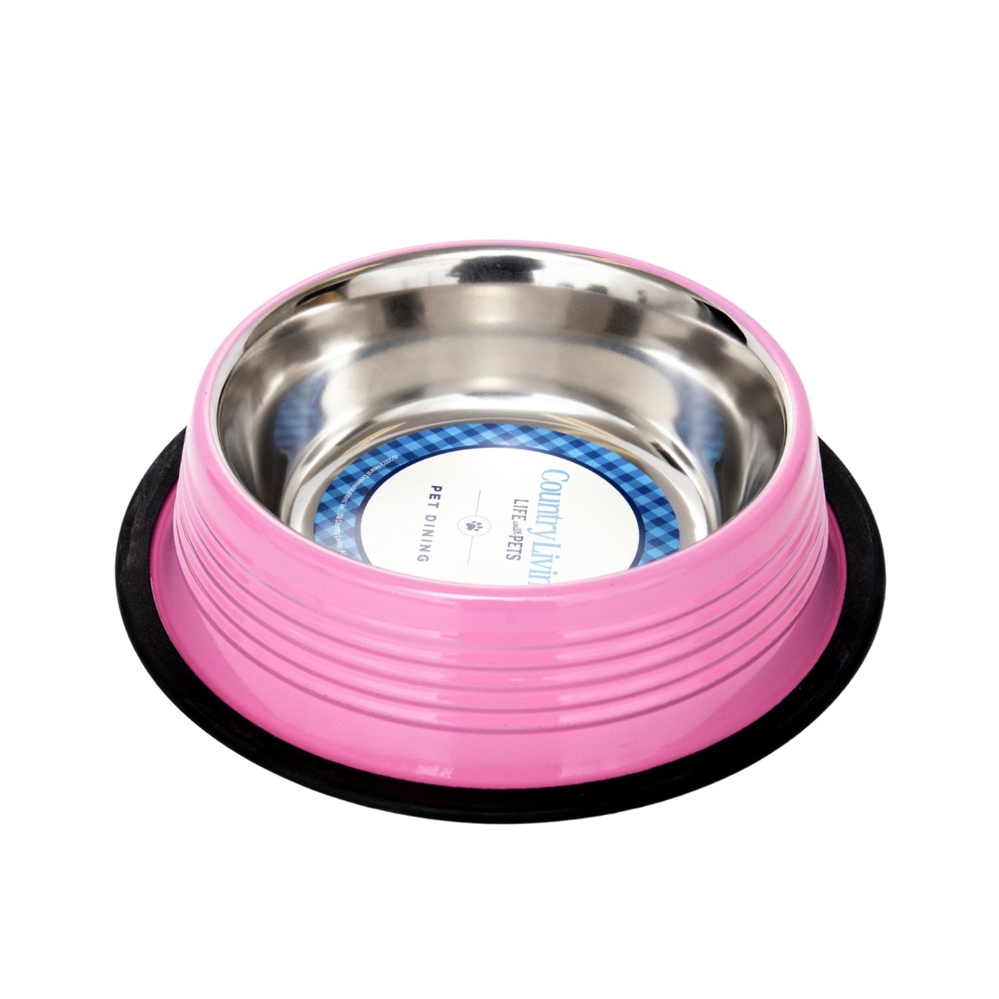Country Living Set of 2 Ribbed Non-Slip Pet Bowls – Carnation Pink