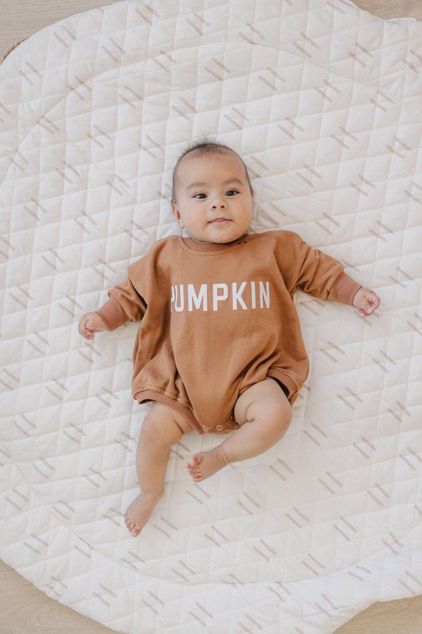 Pumpkin Sweatshirt Romper - Cream or Orange