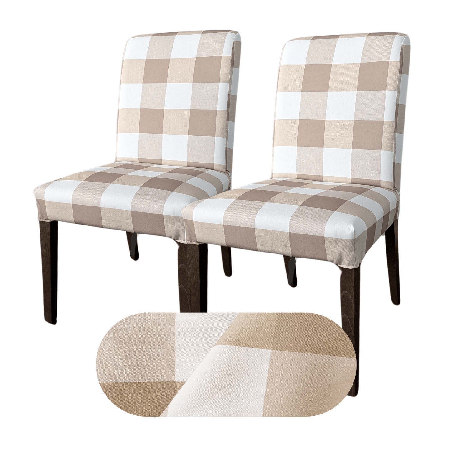2 Pack, Buffalo Check Beige Dining Chair Cover, Compatible with IKEA Henriksdal, Euro/Aus