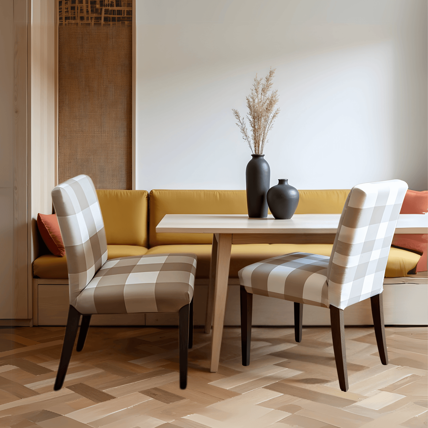 2 Pack, Buffalo Check Beige Dining Chair Cover, Compatible with IKEA Henriksdal, Euro/Aus