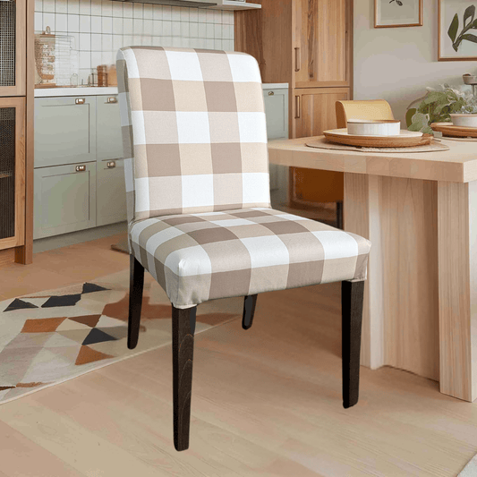2 Pack, Buffalo Check Beige Dining Chair Cover, Compatible with IKEA Henriksdal, Euro/Aus