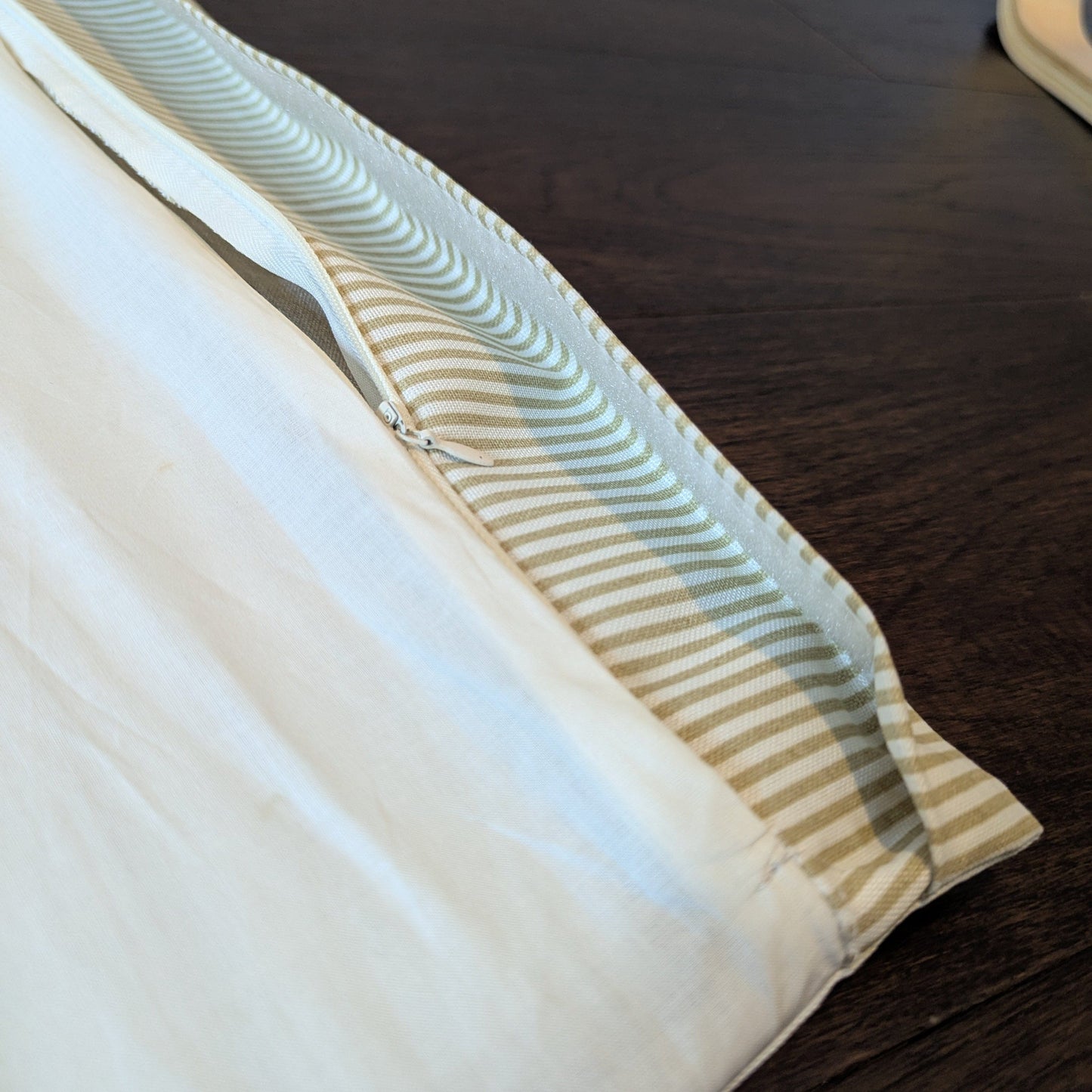 Beige Pinstripe Cushion Cover, Compatible with IKEA Children's Poang