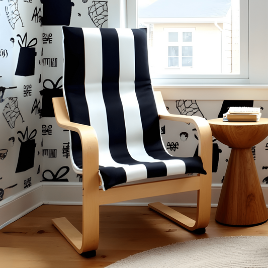 Black Stripe Cushion Cover, Compatible with IKEA Children's Poang