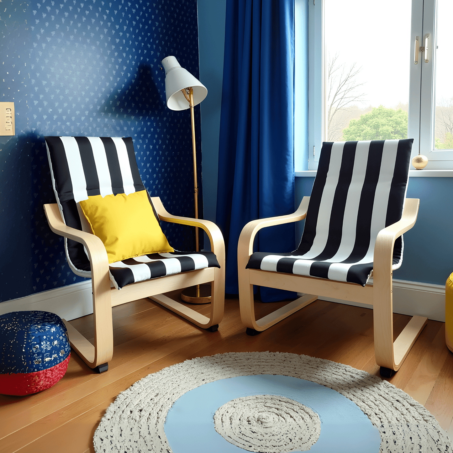 Black Stripe Cushion Cover, Compatible with IKEA Children's Poang
