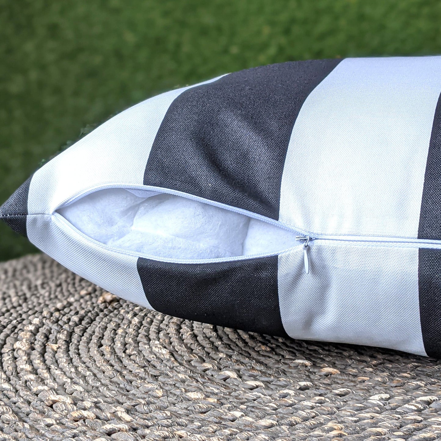 2 Pack Outdoor Pillow Covers | Black White Stripe | Compatible with IKEA Duvholmen and Kuddarna Cushions