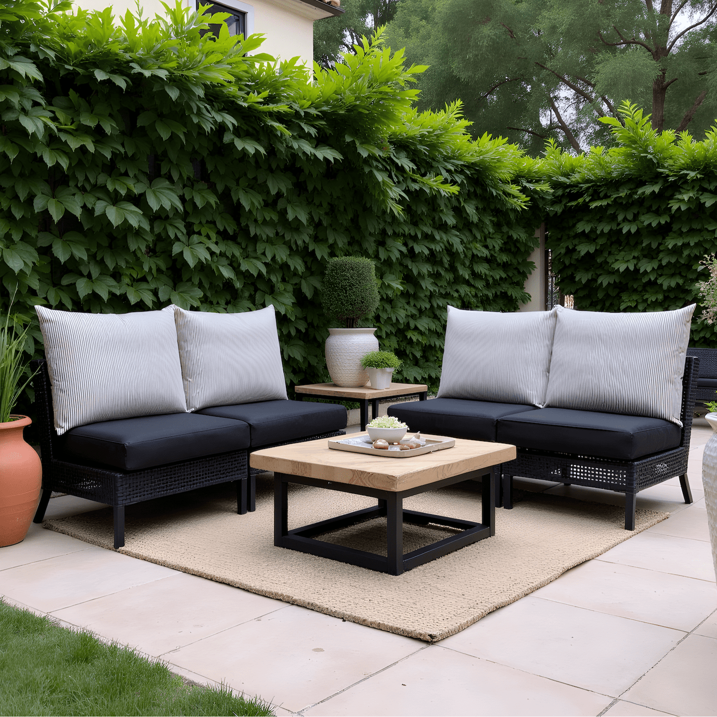 Beige Stripe Outdoor Pillow Covers – 2 Pack – Compatible with IKEA Duvholmen & Kuddarna