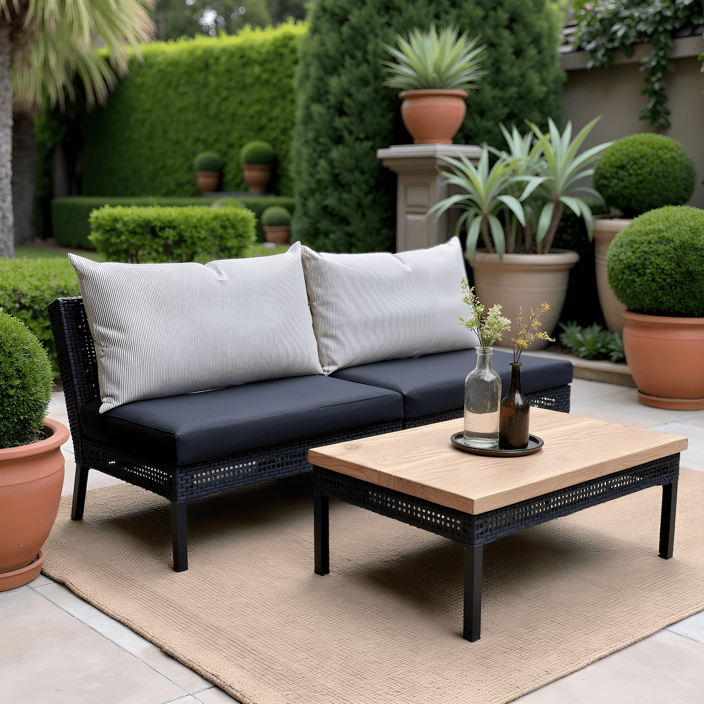 2 Pack Outdoor Pillow Covers | Beige Stripe | Compatible with IKEA Duvholmen and Kuddarna Cushions