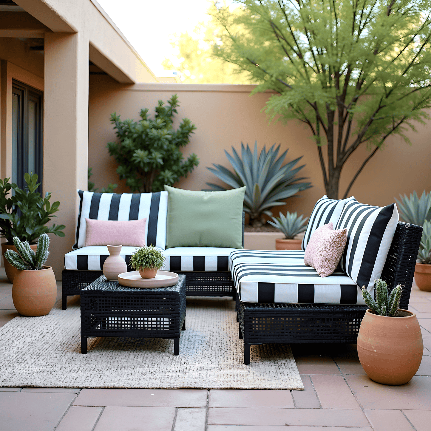 2 Pack Outdoor Pillow Covers | Black White Stripe | Compatible with IKEA Duvholmen and Kuddarna Cushions