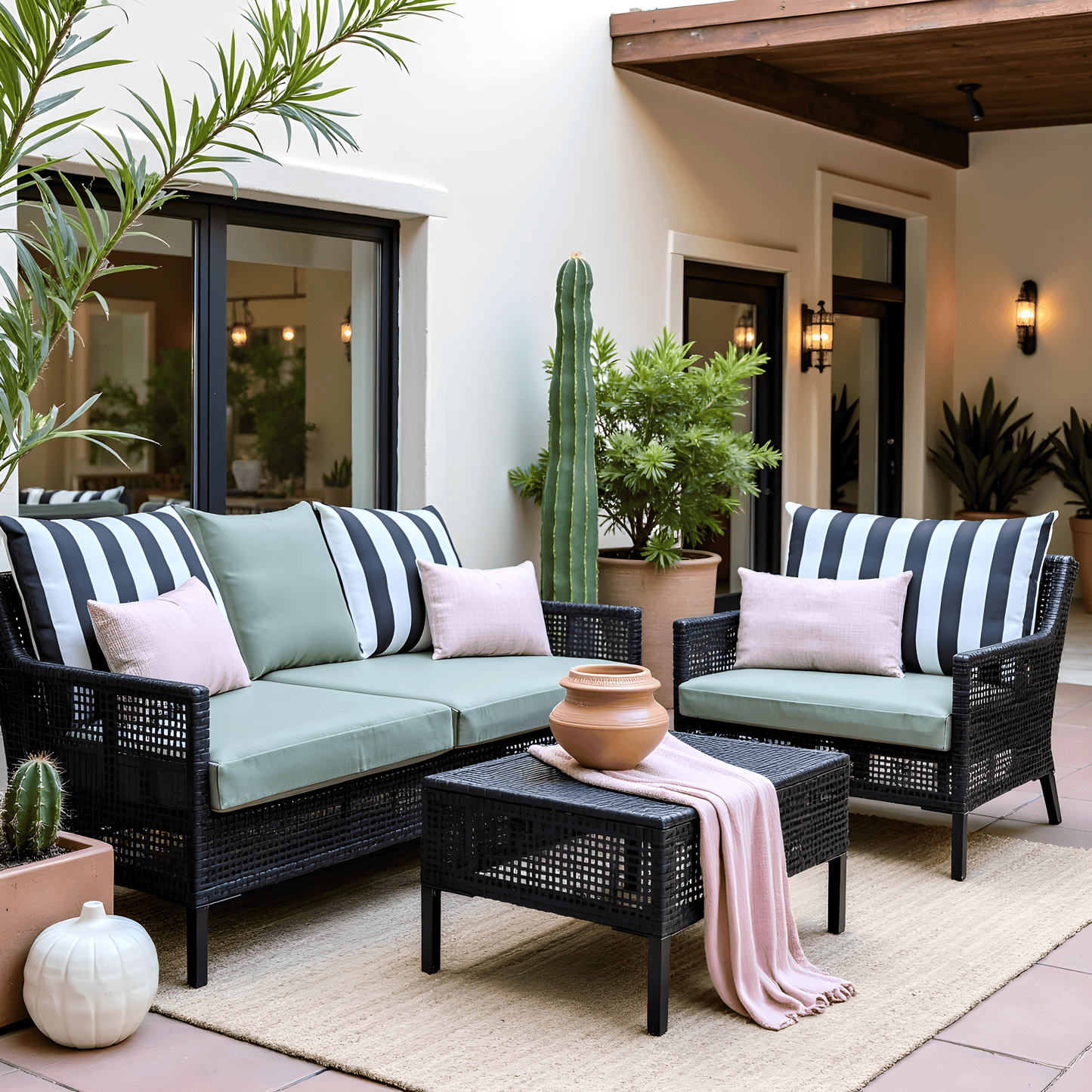 2 Pack Outdoor Pillow Covers | Black White Stripe | Compatible with IKEA Duvholmen and Kuddarna Cushions