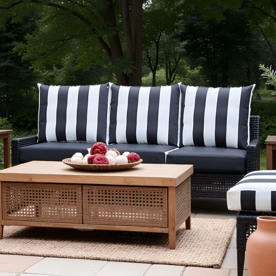 Black White Stripe Outdoor Pillow Covers – 2 Pack – Compatible with IKEA Duvholmen & Kuddarna