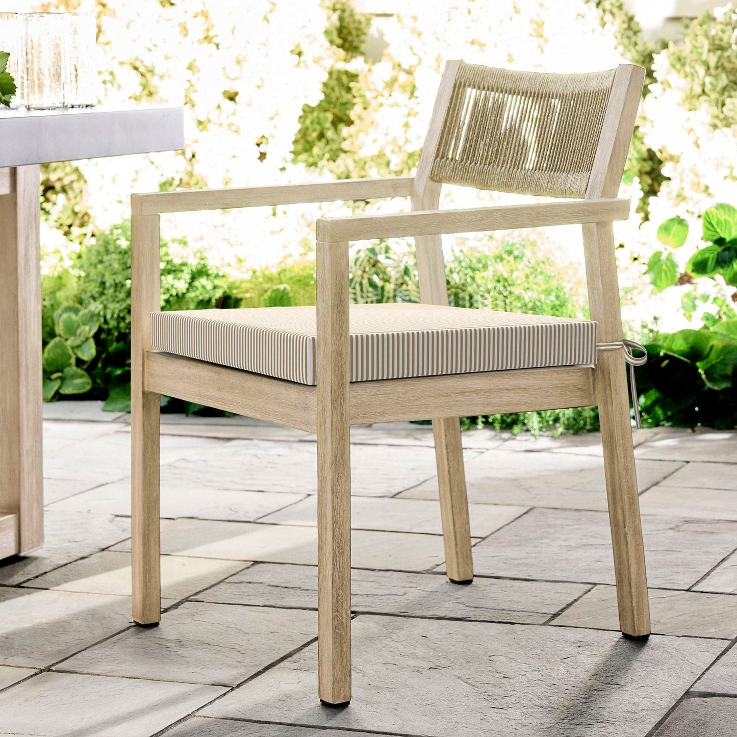 8-PIECE DELUXE BUNDLE, Beige Stripe Outdoor Cushion Cover Set and Chair Pads – Compatible with IKEA Duvholmen