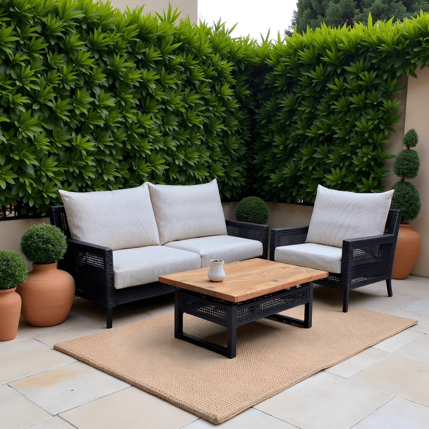 Rockin Cushions Outdoor Slip Covers | Beige Stripe | Compatible with IKEA Duvholmen Kuddarna Cushions | Includes 2 Kuddarna Pillow Covers and 2 Duvholmen Seat Covers - Set of 4