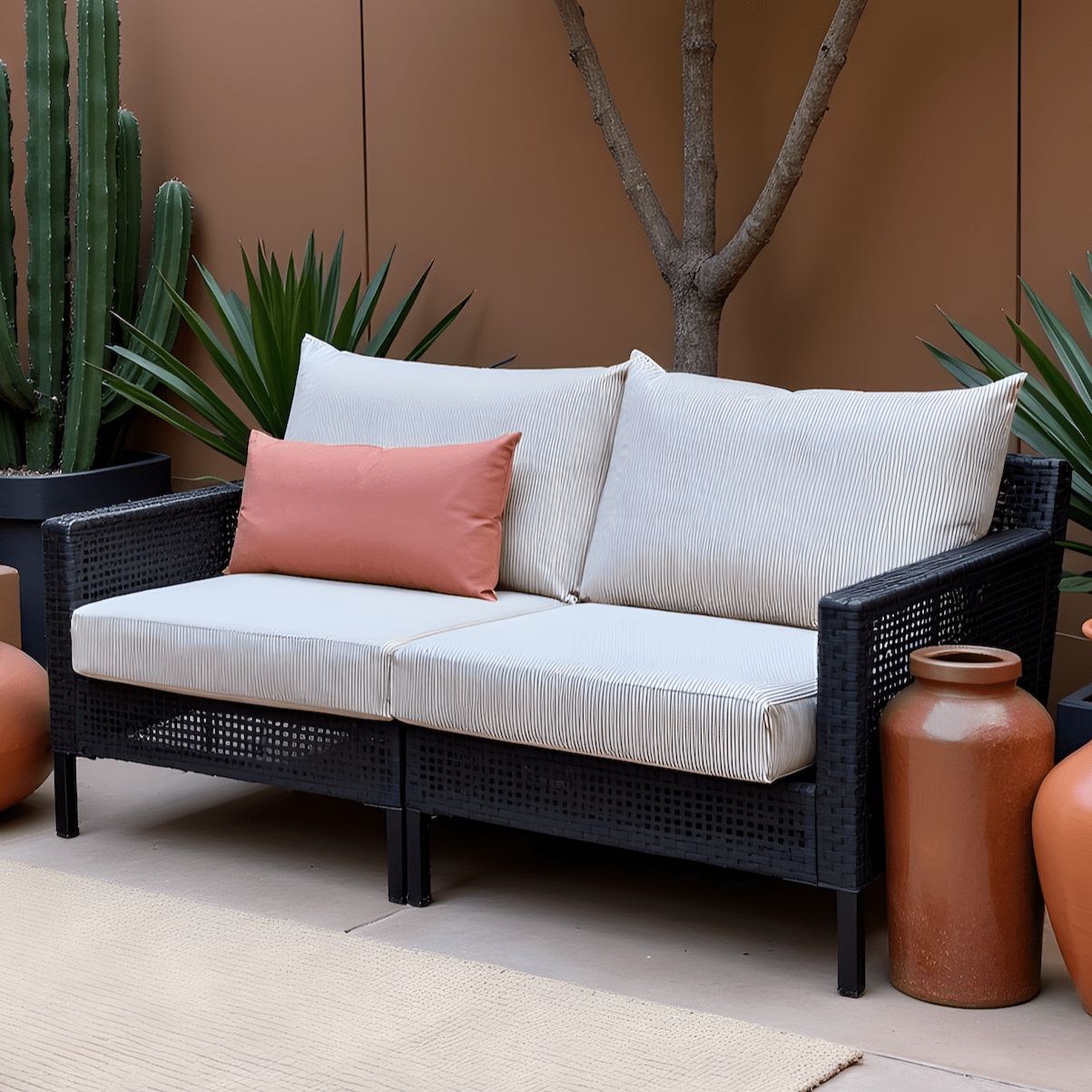 Outdoor Slip Covers | Beige Stripe | Compatible with IKEA Duvholmen Kuddarna Cushions - Set of 4