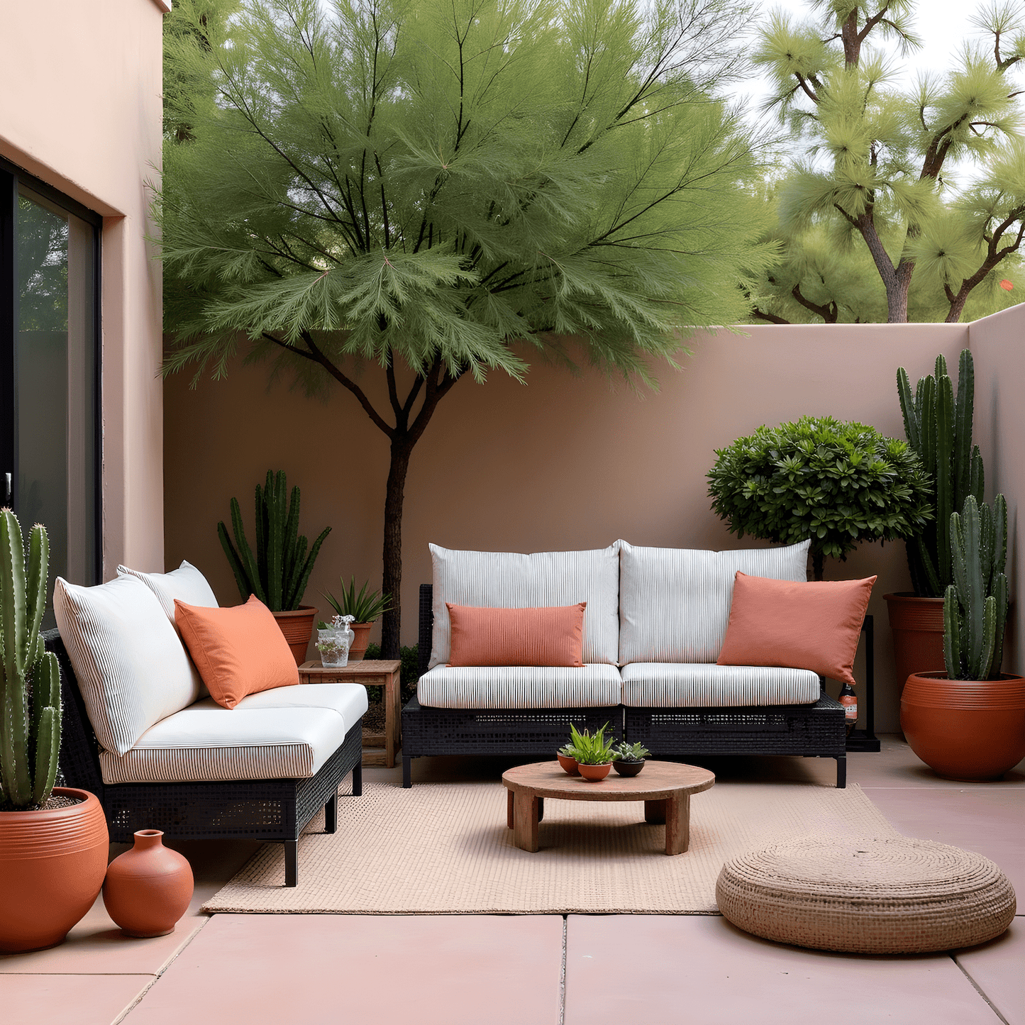 8-PIECE DELUXE BUNDLE, Beige Stripe Outdoor Cushion Cover Set and Chair Pads – Compatible with IKEA Duvholmen