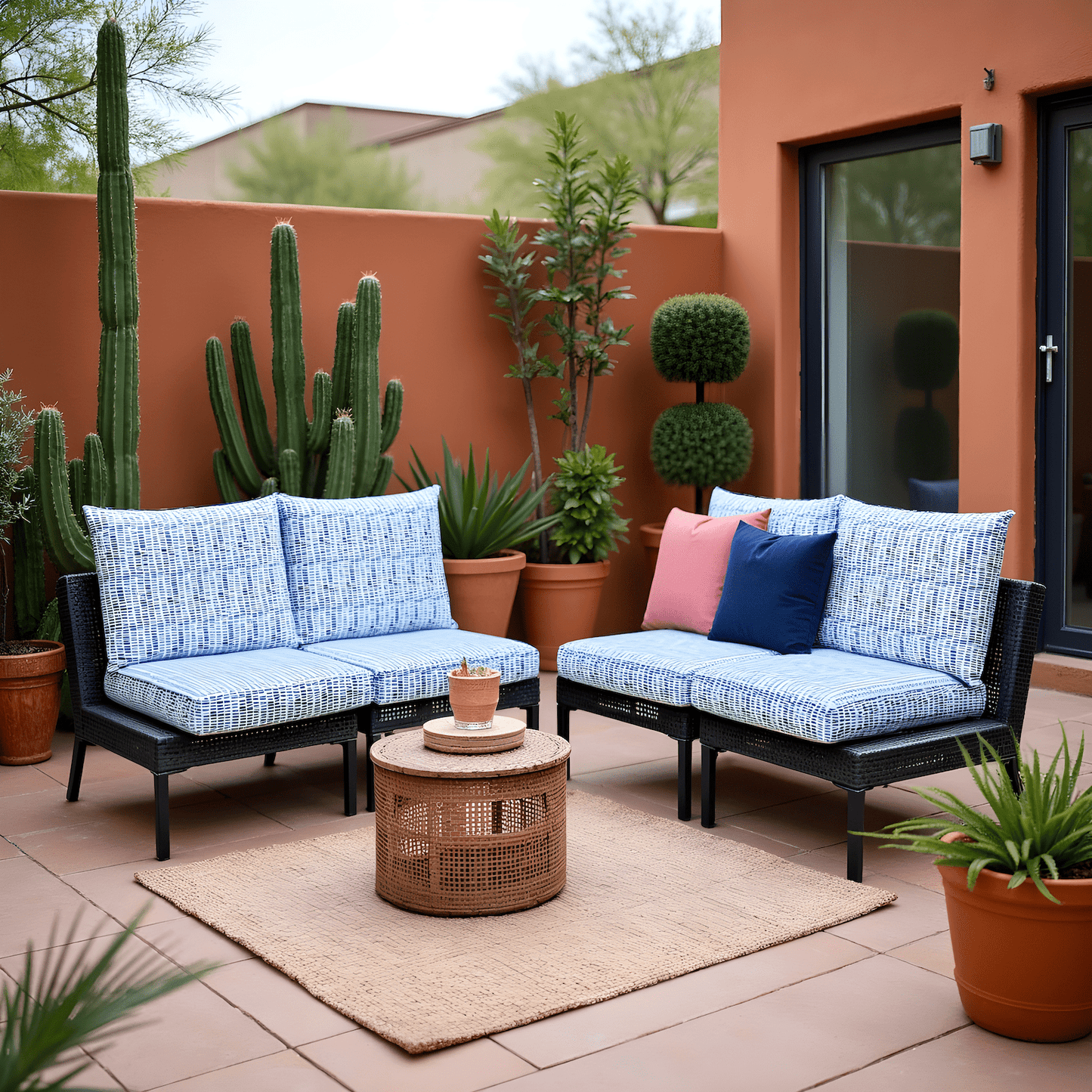 Rockin Cushions Outdoor Slip Covers | Blue Rain | Compatible with IKEA Duvholmen Cushions | Includes 2 Duvholmen Pillow Covers and 2 Duvholmen Seat Covers - Set of 4