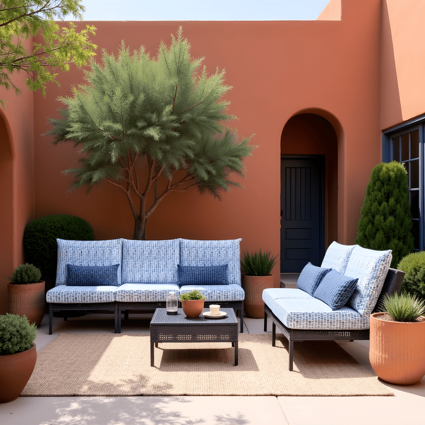 Rockin Cushions Outdoor Slip Covers | Blue Rain | Compatible with IKEA Duvholmen Cushions | Includes 2 Duvholmen Pillow Covers and 2 Duvholmen Seat Covers - Set of 4