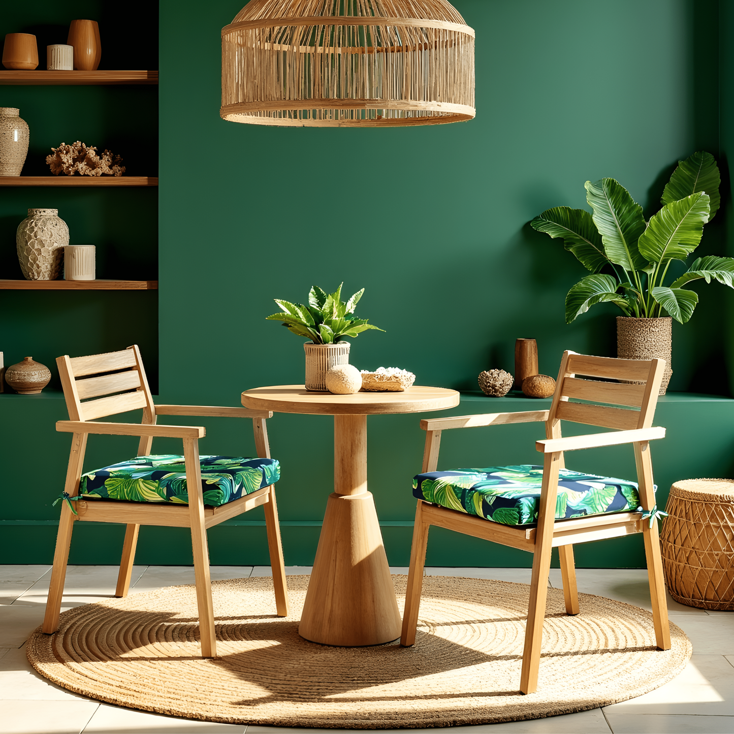 8-PIECE DELUXE BUNDLE Outdoor Cushion Cover Set and Chair Pads – Compatible with IKEA Duvholmen, Blue Palms