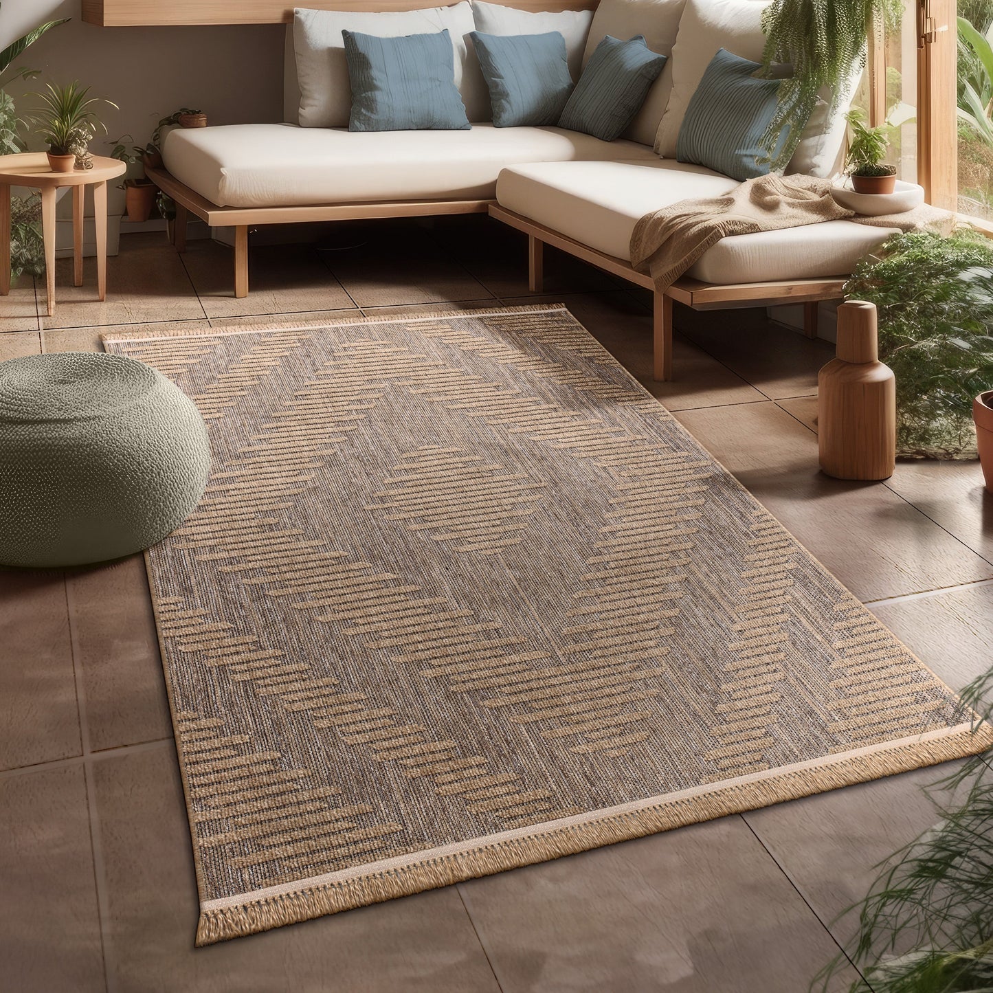 In- & Outdoor Rug Cologne with Bohemian Diamond Pattern
