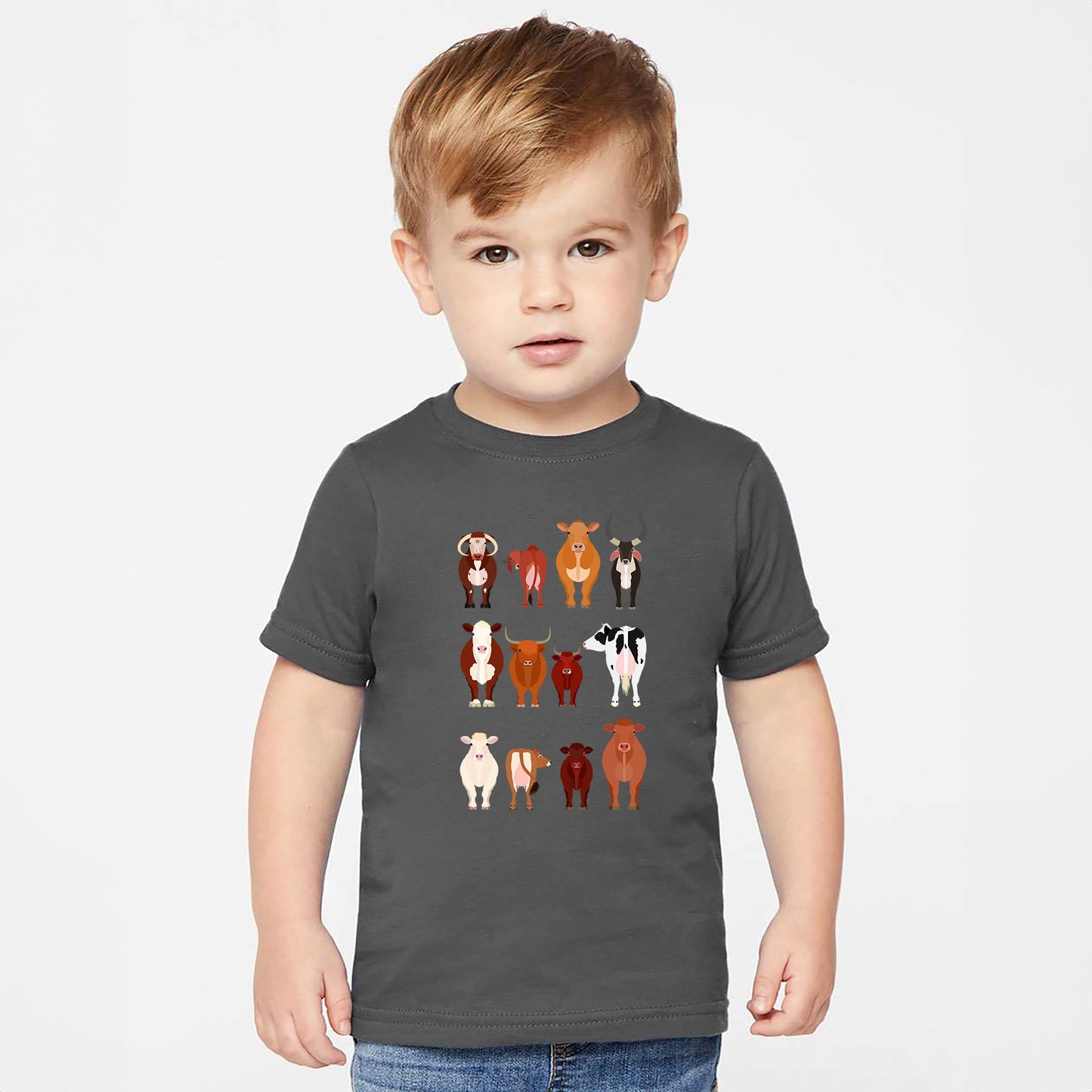 Cow Lovers Kid's Tees, Farm Animal Infant Bodysuits, Illustration, Breeds, Youth Comfort Colors T-Shirt