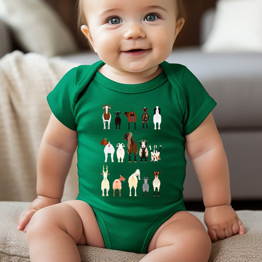 Goat Lovers Kid's Tees, Farm Animal Infant Bodysuits, Illustration, Breeds, Youth Comfort Colors T-Shirt